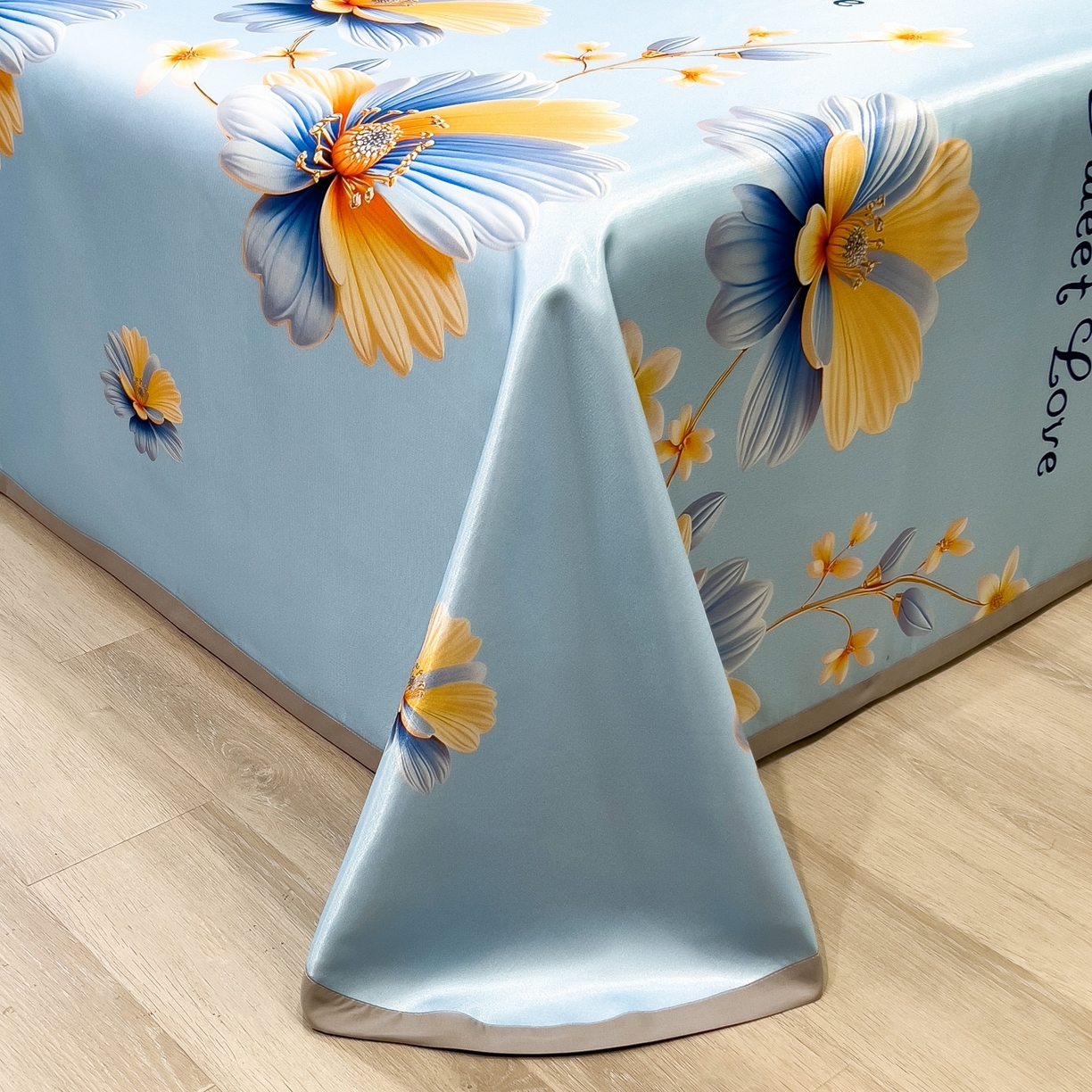 91家纺网 家纺一手货源 找家纺 梵克保罗 2026春夏新款凉感冰丝凉席床单款凉席三件套 麦秋