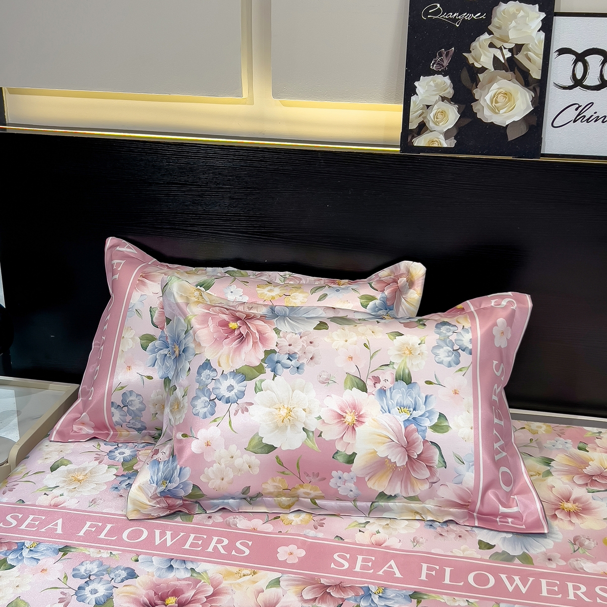 91家纺网 家纺一手货源 找家纺 梵克保罗 2026春夏新款凉感冰丝凉席床单款凉席三件套 玫瑰佳人