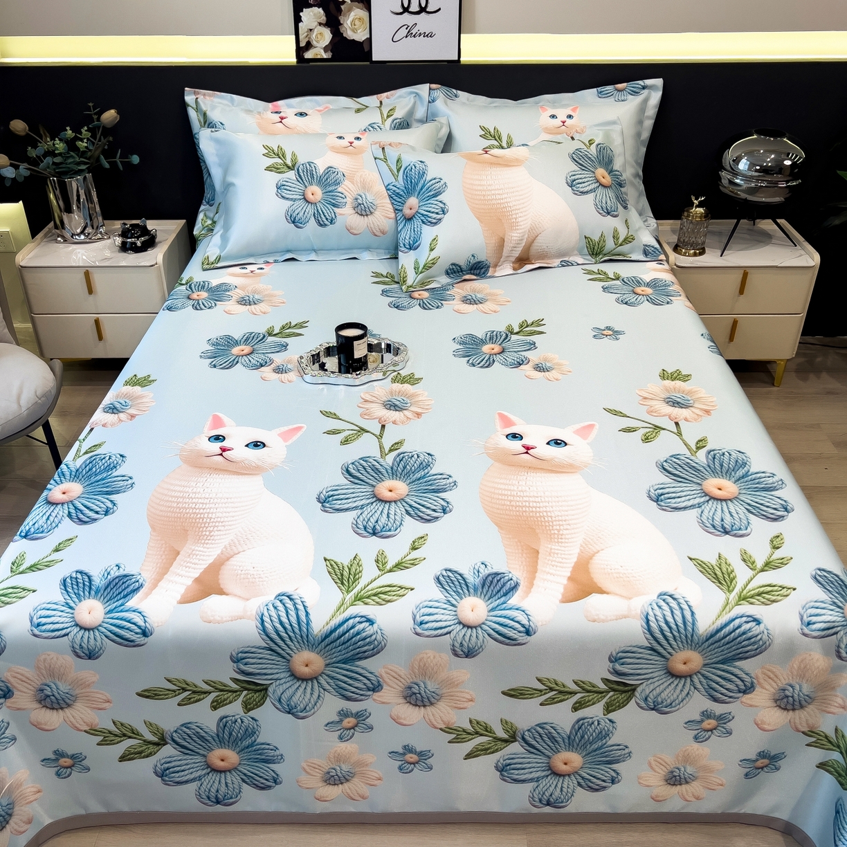 91家纺网 家纺一手货源 找家纺 梵克保罗 2026春夏新款凉感冰丝凉席床单款凉席三件套 拾光者