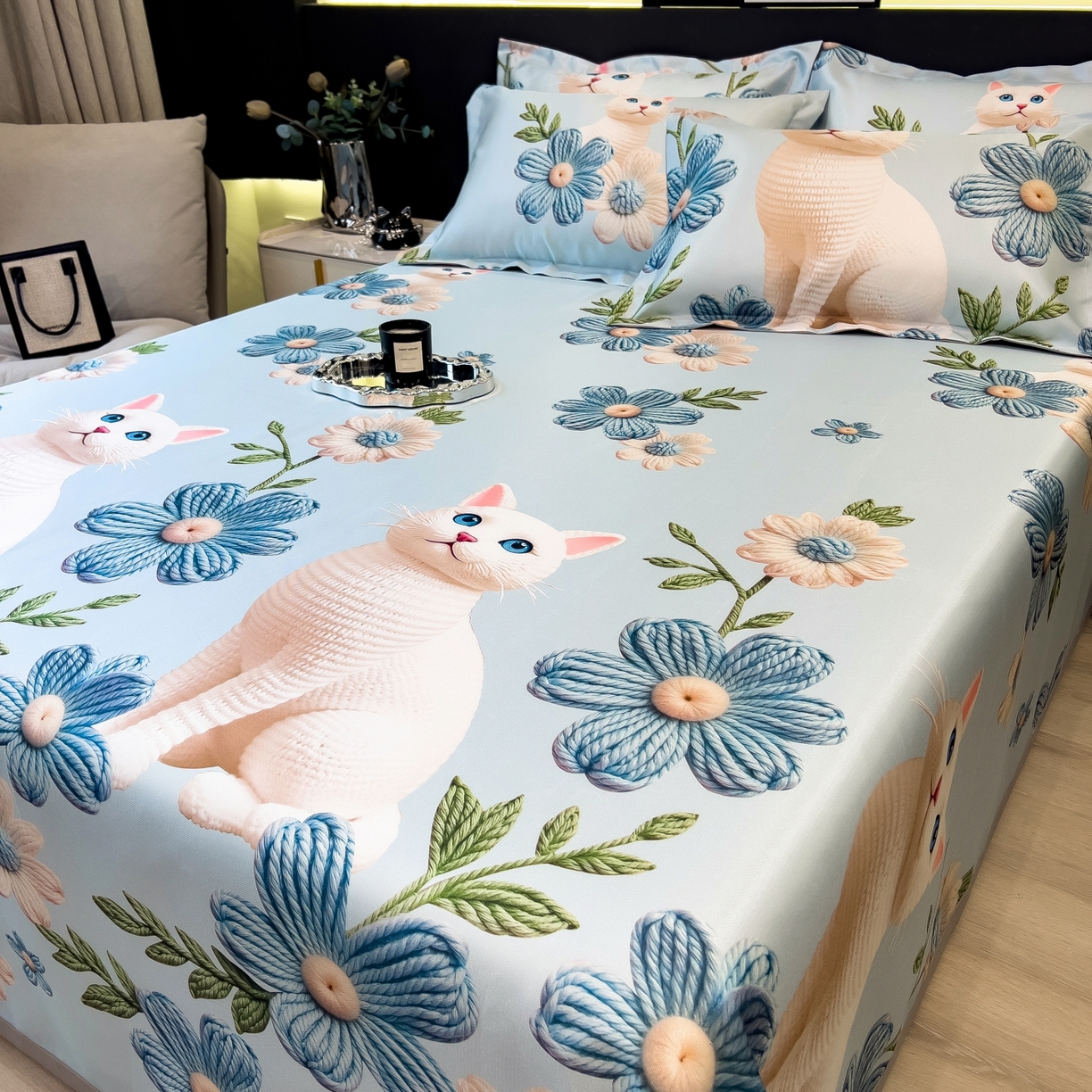 91家纺网 家纺一手货源 找家纺 梵克保罗 2026春夏新款凉感冰丝凉席床单款凉席三件套 拾光者