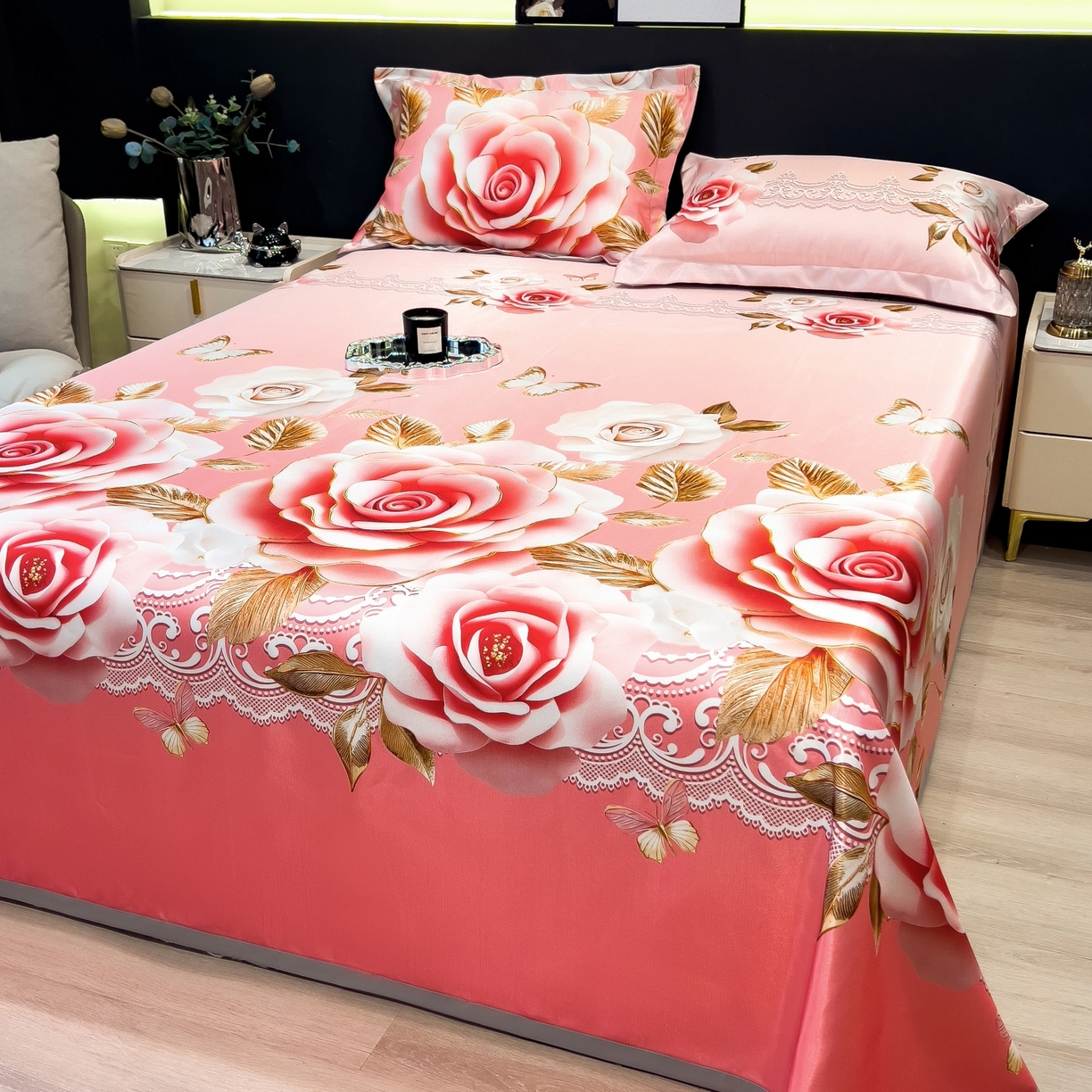 91家纺网 家纺一手货源 找家纺 梵克保罗 2026春夏新款凉感冰丝凉席床单款凉席三件套 四季与你