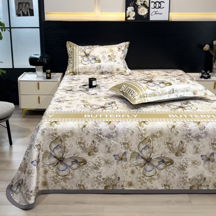 91家纺网 家纺一手货源 找家纺 梵克保罗 2026春夏新款凉感冰丝凉席床单款凉席三件套 天空之境