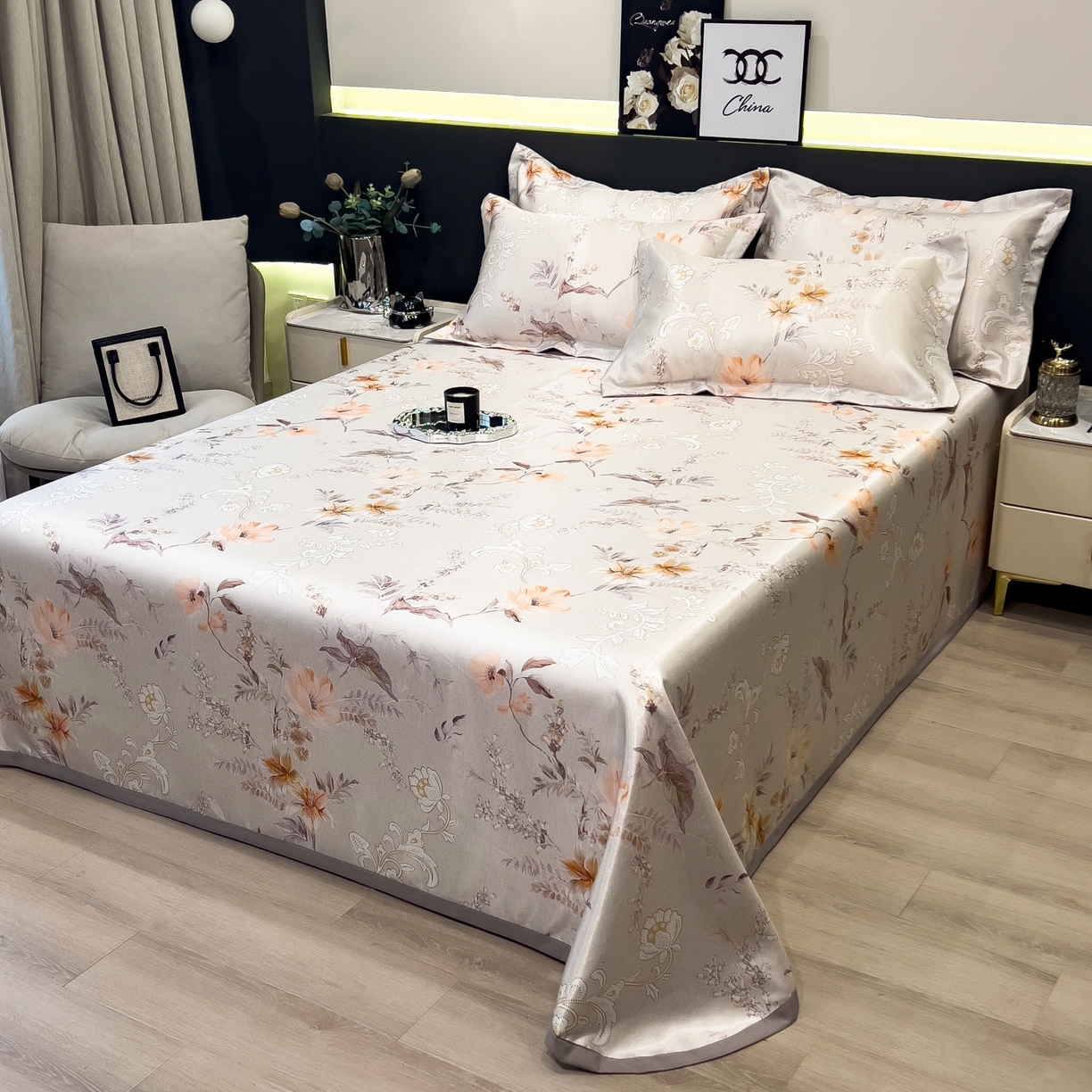 91家纺网 家纺一手货源 找家纺 梵克保罗 2026春夏新款凉感冰丝凉席床单款凉席三件套 夏简