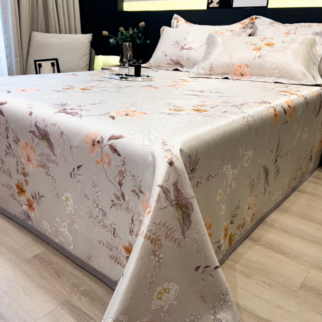 91家纺网 家纺一手货源 找家纺 梵克保罗 2026春夏新款凉感冰丝凉席床单款凉席三件套 夏简