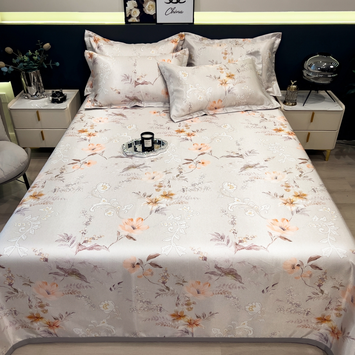 91家纺网 家纺一手货源 找家纺 梵克保罗 2026春夏新款凉感冰丝凉席床单款凉席三件套 夏简