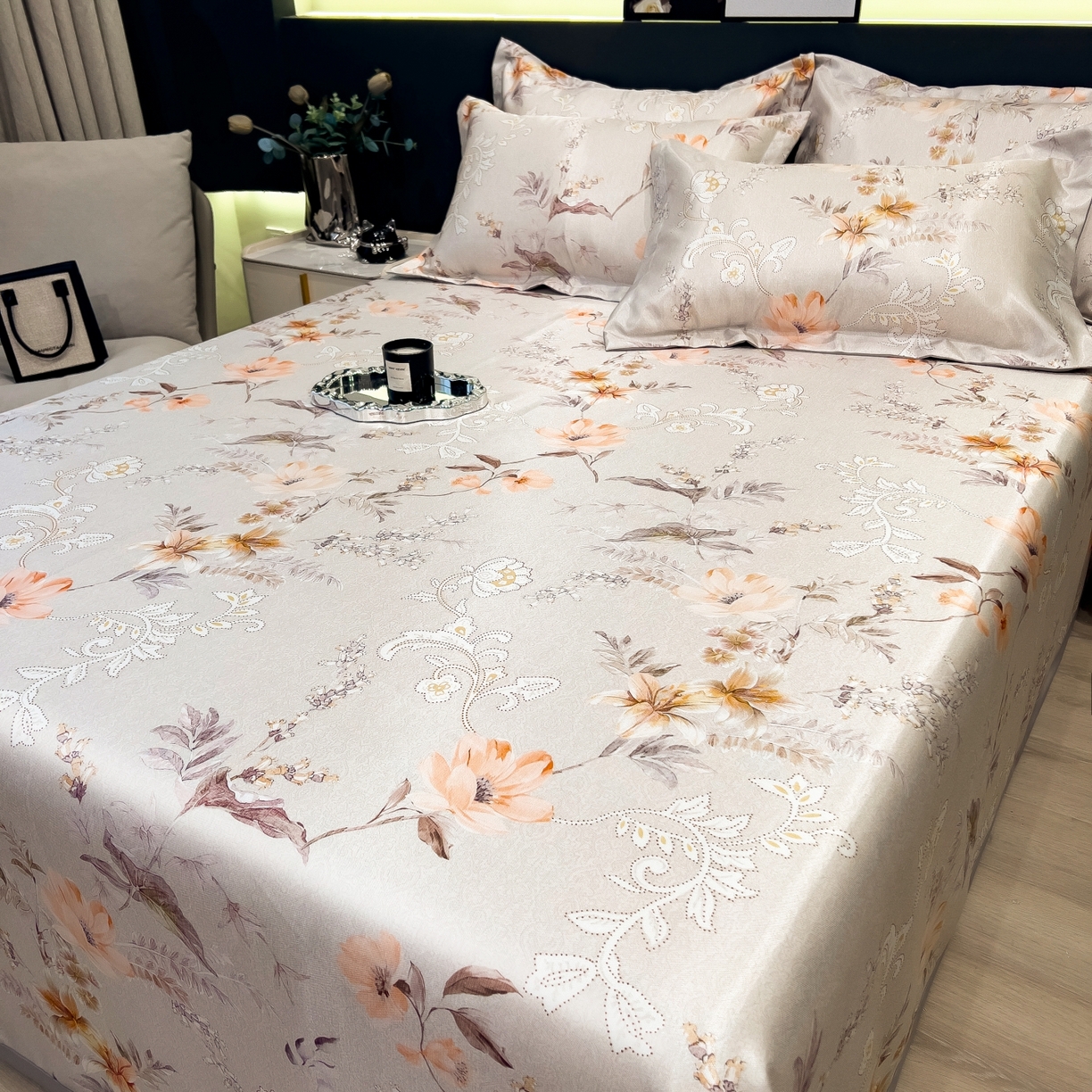 91家纺网 家纺一手货源 找家纺 梵克保罗 2026春夏新款凉感冰丝凉席床单款凉席三件套 夏简