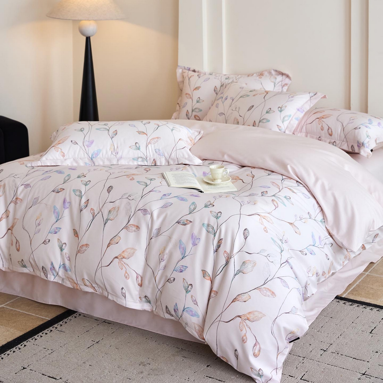 91家纺网 家纺一手货源 找家纺 帅露家纺 2026新款全棉60支长绒棉数码印花四件套 落日晚风