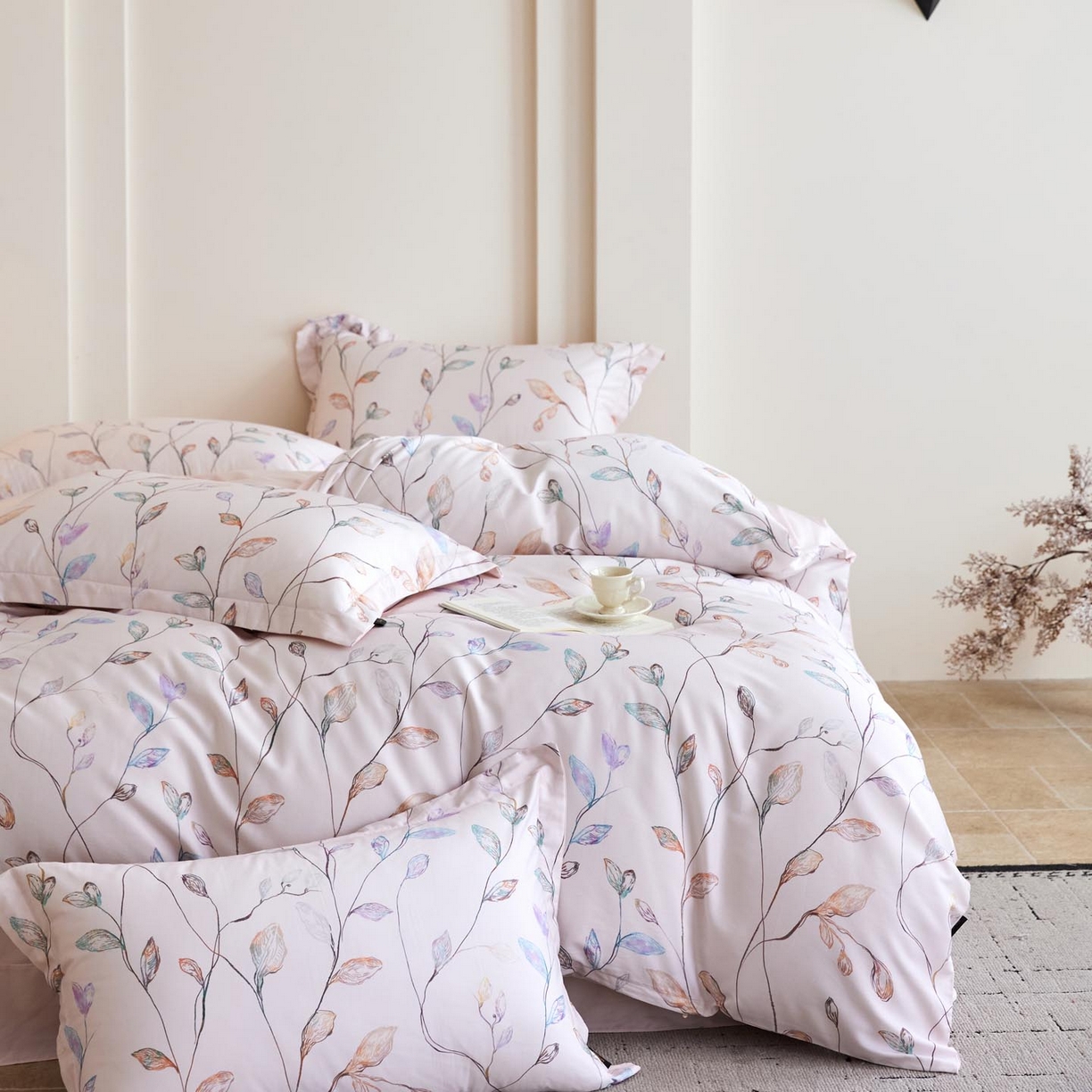 91家纺网 家纺一手货源 找家纺 帅露家纺 2026新款全棉60支长绒棉数码印花四件套 落日晚风