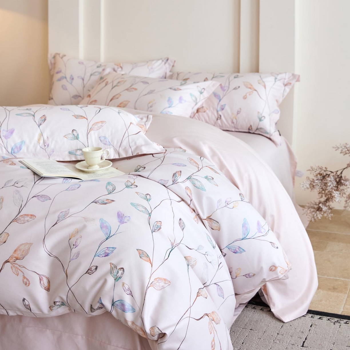 91家纺网 家纺一手货源 找家纺 帅露家纺 2026新款全棉60支长绒棉数码印花四件套 落日晚风