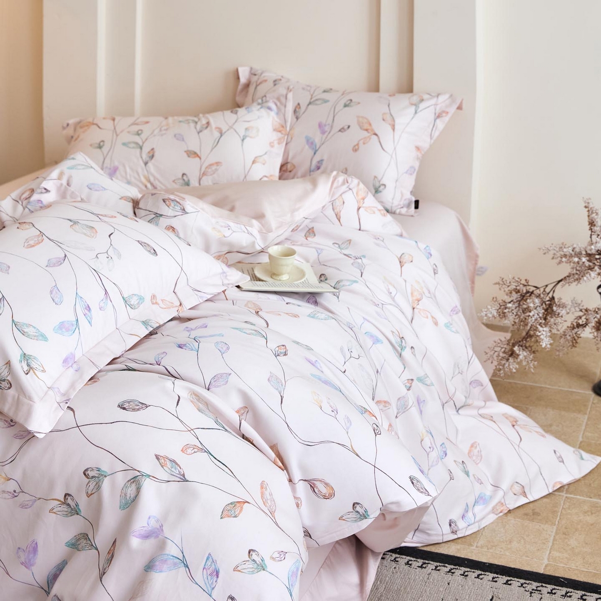 91家纺网 家纺一手货源 找家纺 帅露家纺 2026新款全棉60支长绒棉数码印花四件套 落日晚风