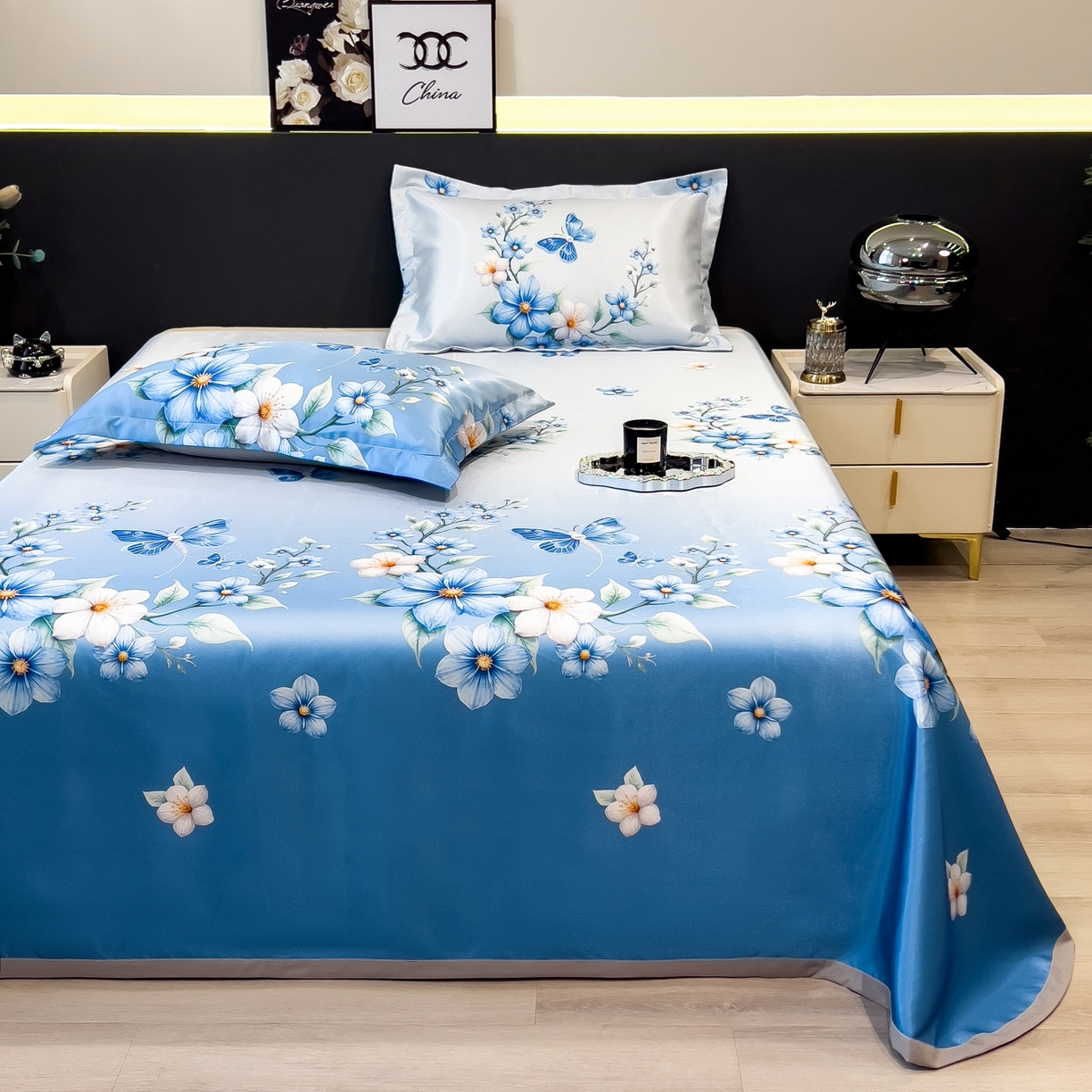 91家纺网 家纺一手货源 找家纺 梵克保罗 2026春夏新款凉感冰丝凉席床单款凉席三件套 夏末