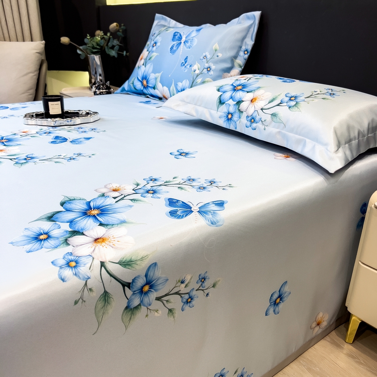 91家纺网 家纺一手货源 找家纺 梵克保罗 2026春夏新款凉感冰丝凉席床单款凉席三件套 夏末