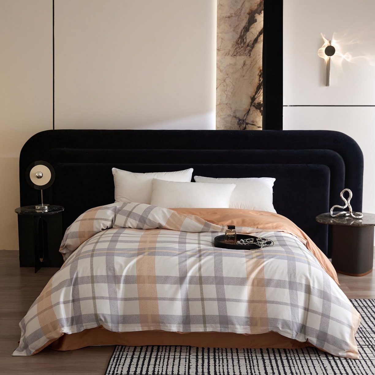 帅露家纺 2026新款全棉60支长绒棉数码印花四件套 暖桔