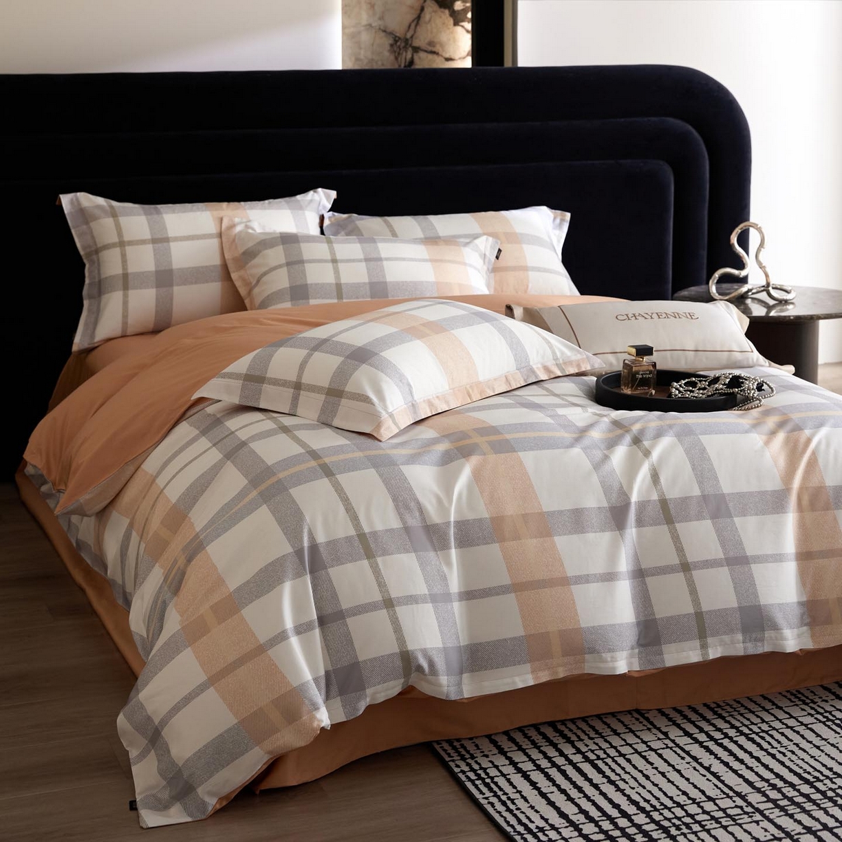 91家纺网 家纺一手货源 找家纺 帅露家纺 2026新款全棉60支长绒棉数码印花四件套 暖桔