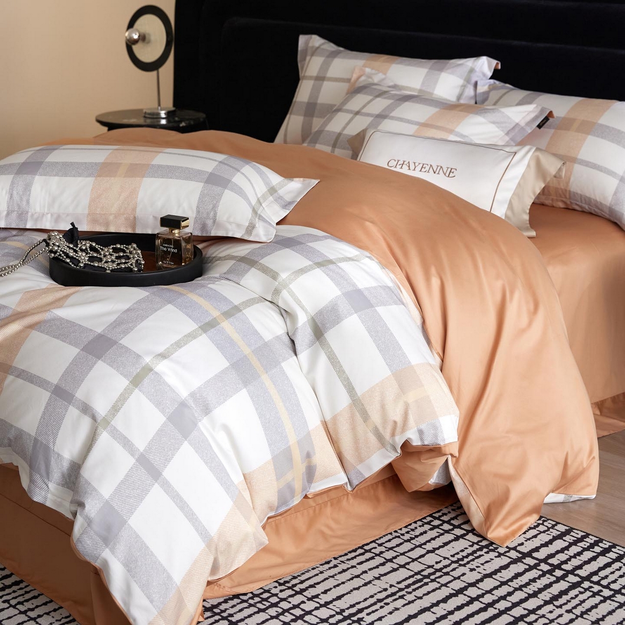 91家纺网 家纺一手货源 找家纺 帅露家纺 2026新款全棉60支长绒棉数码印花四件套 暖桔