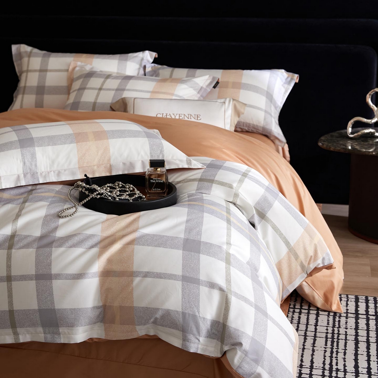 91家纺网 家纺一手货源 找家纺 帅露家纺 2026新款全棉60支长绒棉数码印花四件套 暖桔