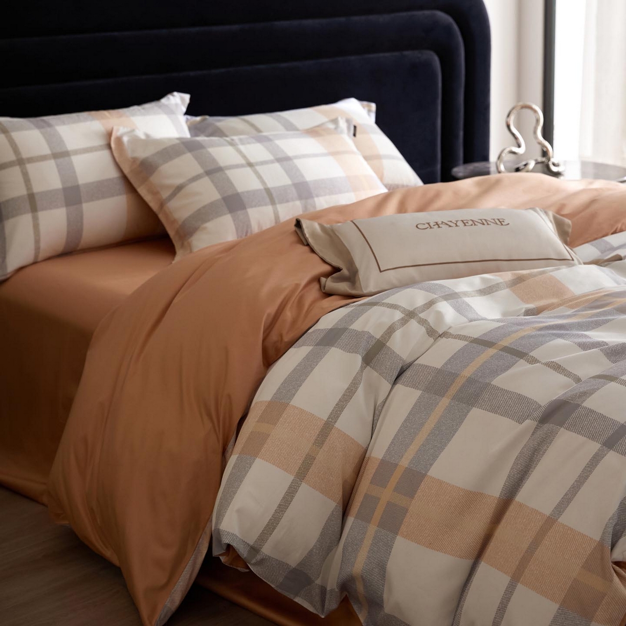 91家纺网 家纺一手货源 找家纺 帅露家纺 2026新款全棉60支长绒棉数码印花四件套 暖桔