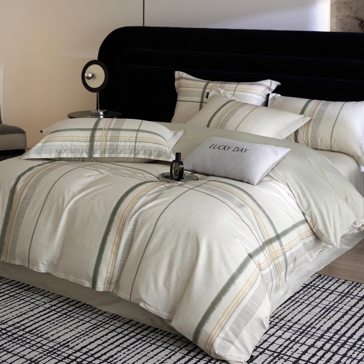 91家纺网 家纺一手货源 找家纺 帅露家纺 2026新款全棉60支长绒棉数码印花四件套 品格绿