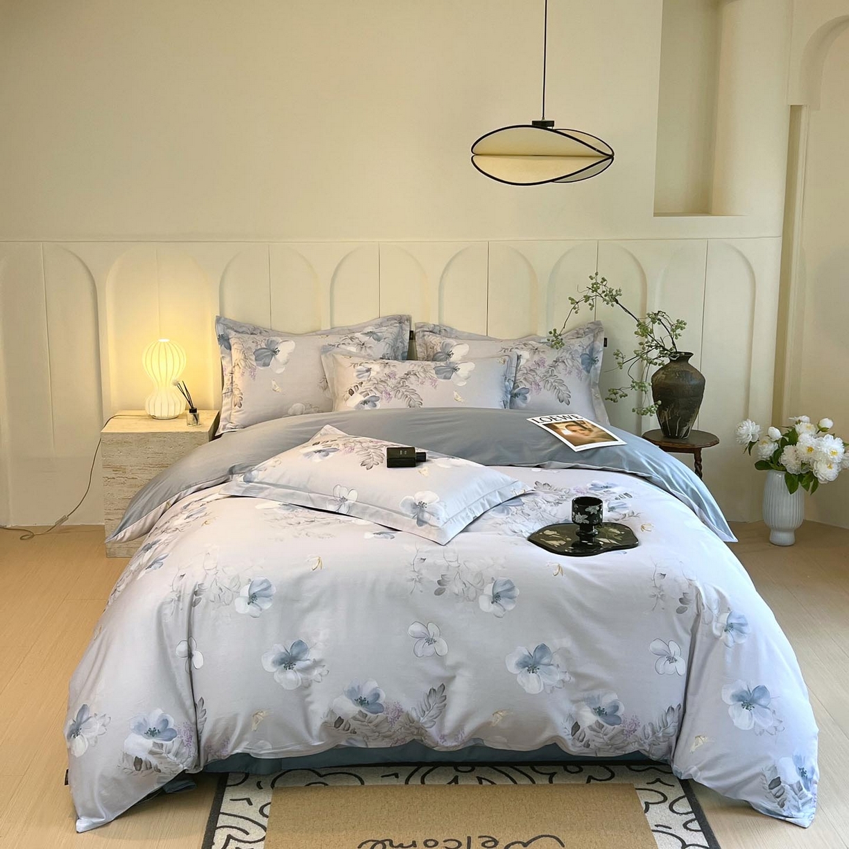 帅露家纺 2026新款全棉60支长绒棉数码印花四件套 溪悦