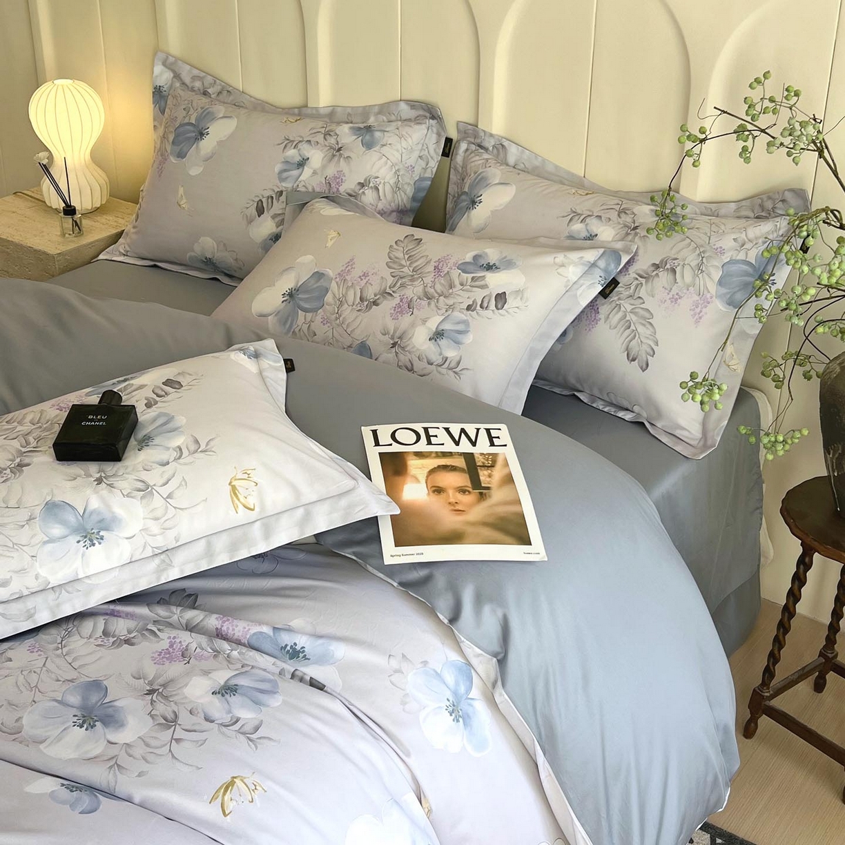 91家纺网 家纺一手货源 找家纺 帅露家纺 2026新款全棉60支长绒棉数码印花四件套 溪悦