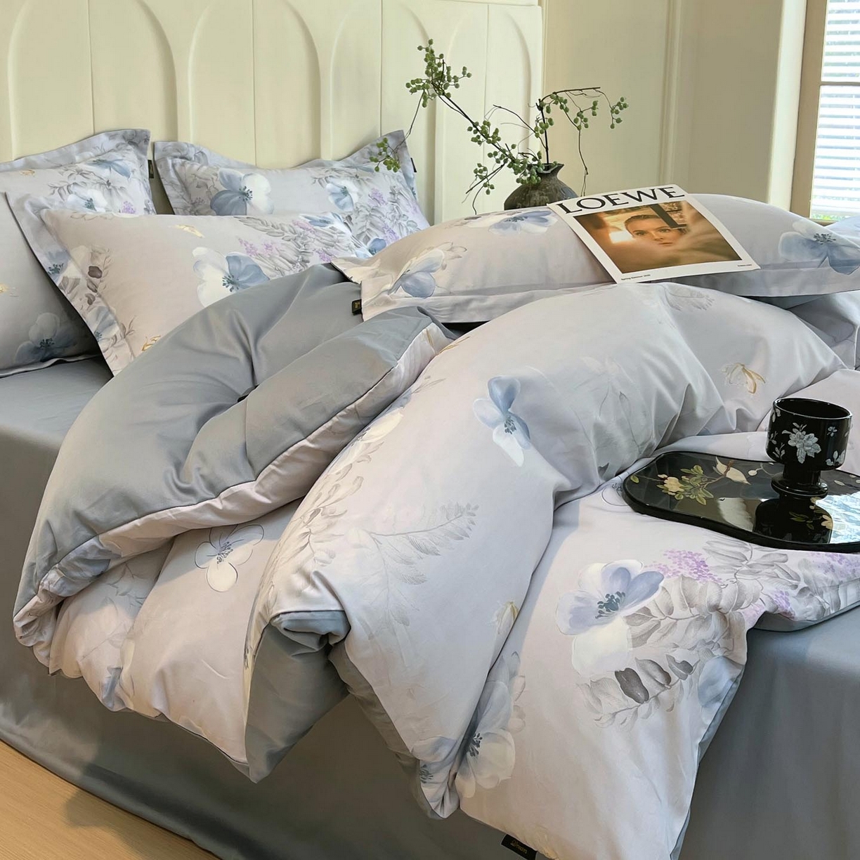 91家纺网 家纺一手货源 找家纺 帅露家纺 2026新款全棉60支长绒棉数码印花四件套 溪悦