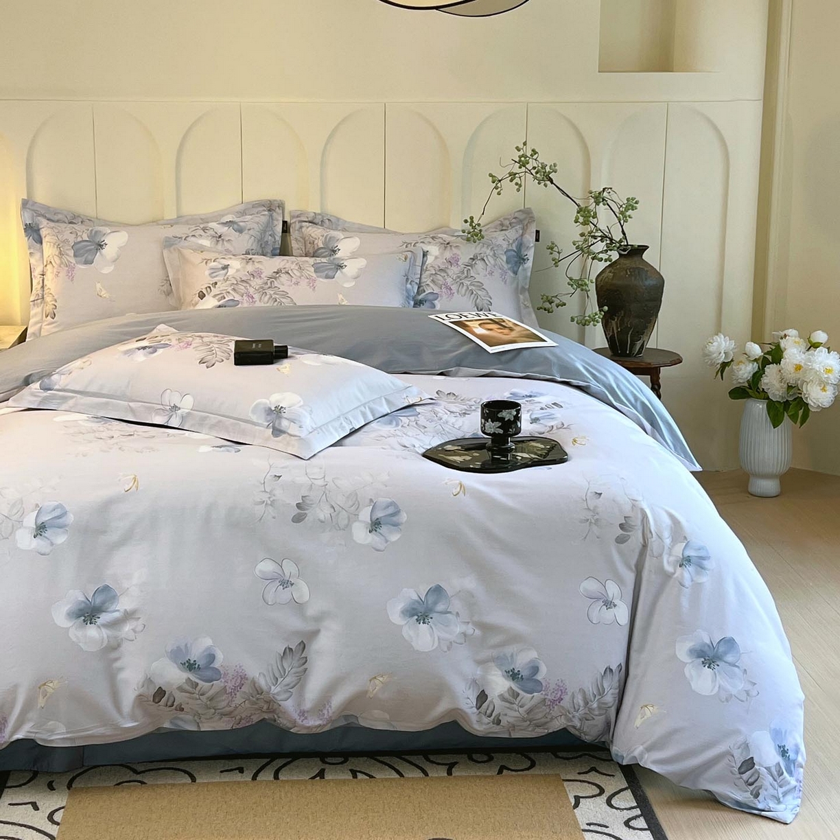 91家纺网 家纺一手货源 找家纺 帅露家纺 2026新款全棉60支长绒棉数码印花四件套 溪悦