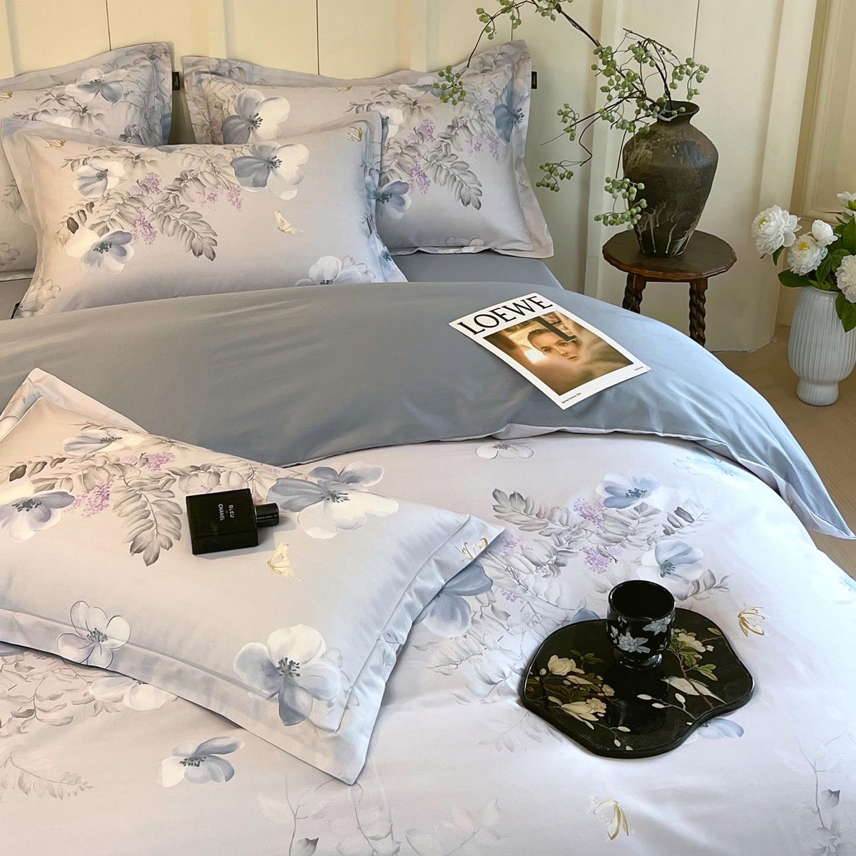 91家纺网 家纺一手货源 找家纺 帅露家纺 2026新款全棉60支长绒棉数码印花四件套 溪悦