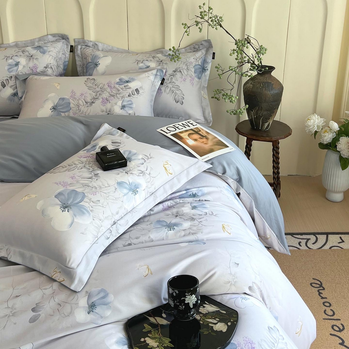 91家纺网 家纺一手货源 找家纺 帅露家纺 2026新款全棉60支长绒棉数码印花四件套 溪悦