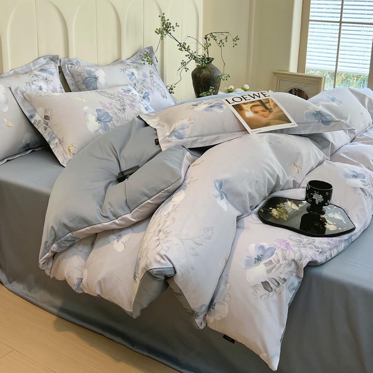 91家纺网 家纺一手货源 找家纺 帅露家纺 2026新款全棉60支长绒棉数码印花四件套 溪悦