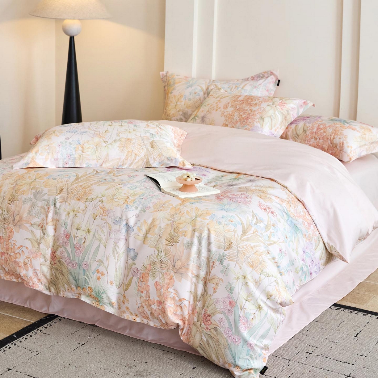 91家纺网 家纺一手货源 找家纺 帅露家纺 2026新款全棉60支长绒棉数码印花四件套 伊甸园