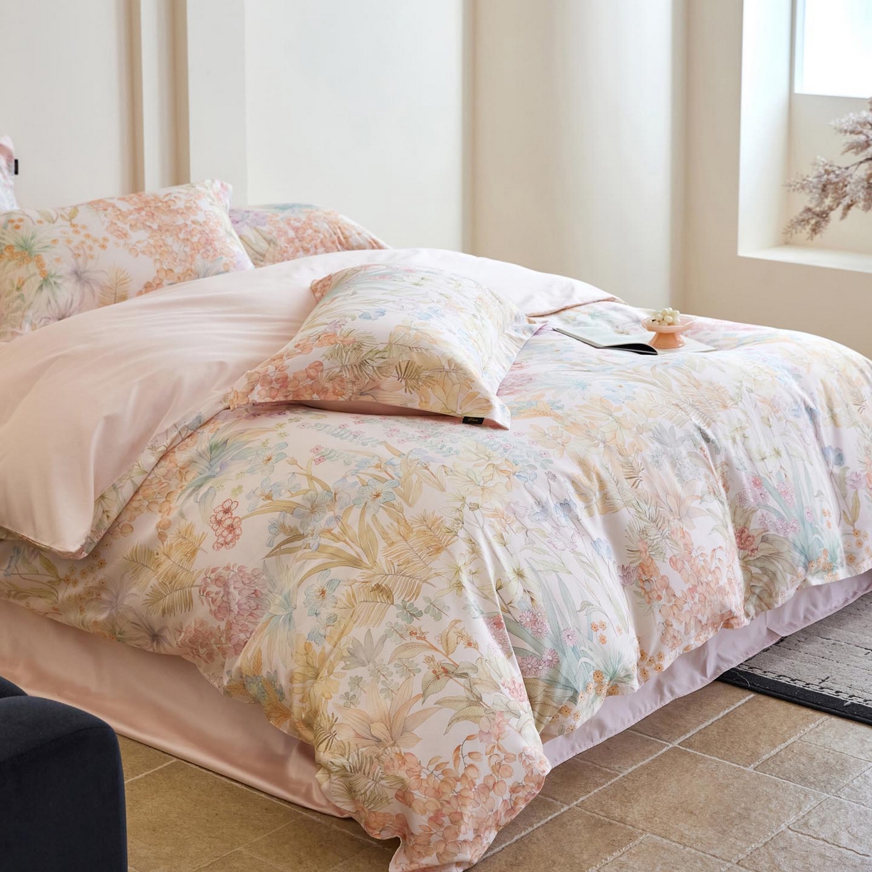 91家纺网 家纺一手货源 找家纺 帅露家纺 2026新款全棉60支长绒棉数码印花四件套 伊甸园