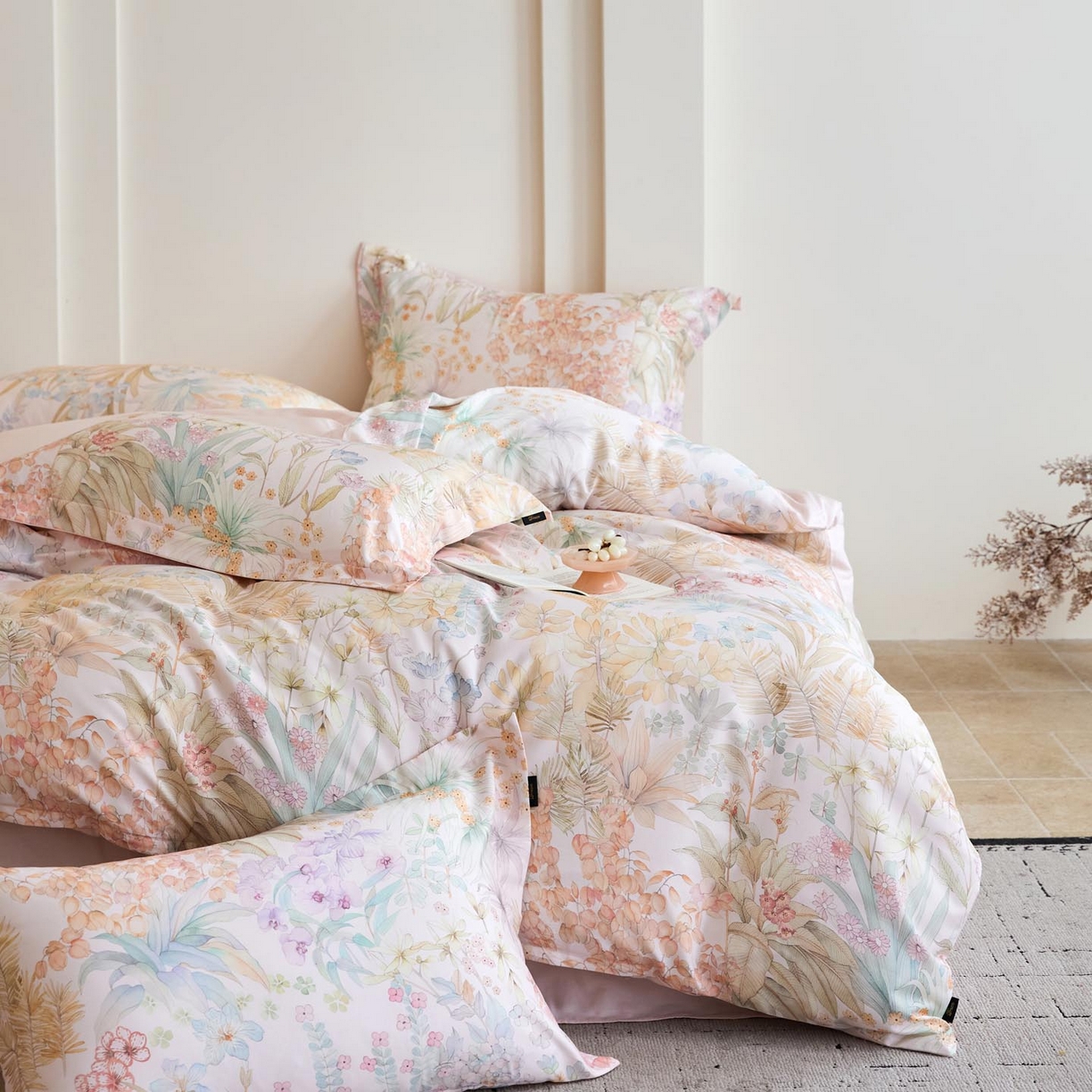 91家纺网 家纺一手货源 找家纺 帅露家纺 2026新款全棉60支长绒棉数码印花四件套 伊甸园