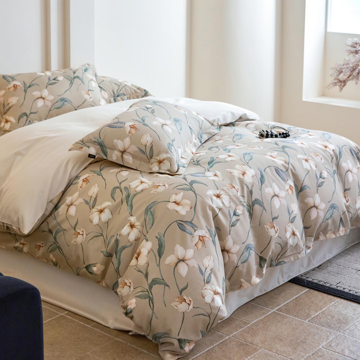 91家纺网 家纺一手货源 找家纺 帅露家纺 2026新款全棉60支长绒棉数码印花四件套 悦诗风影