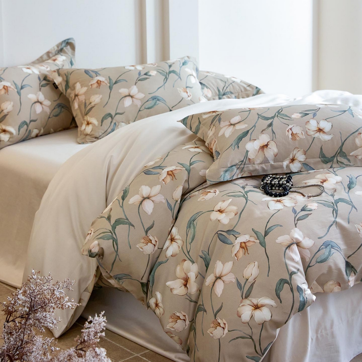 91家纺网 家纺一手货源 找家纺 帅露家纺 2026新款全棉60支长绒棉数码印花四件套 悦诗风影