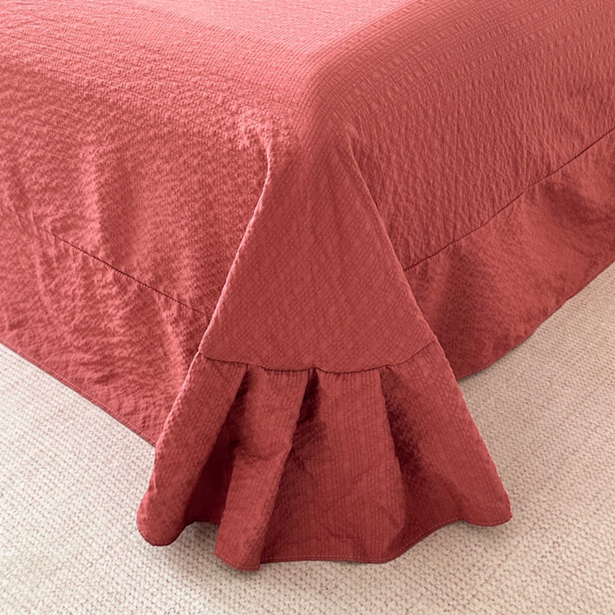 91家纺网 家纺一手货源 找家纺 （总 ）诺梵家纺 2026春夏新品高克重拼接泡芙纱泡泡皱皱纱四件套