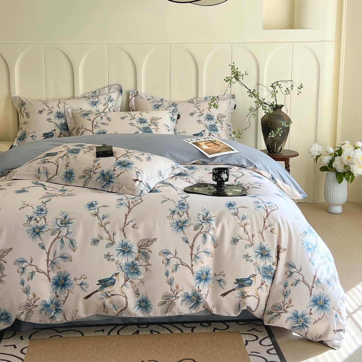 91家纺网 家纺一手货源 找家纺 帅露家纺 2026新款全棉60支长绒棉数码印花四件套 仲夏之梦