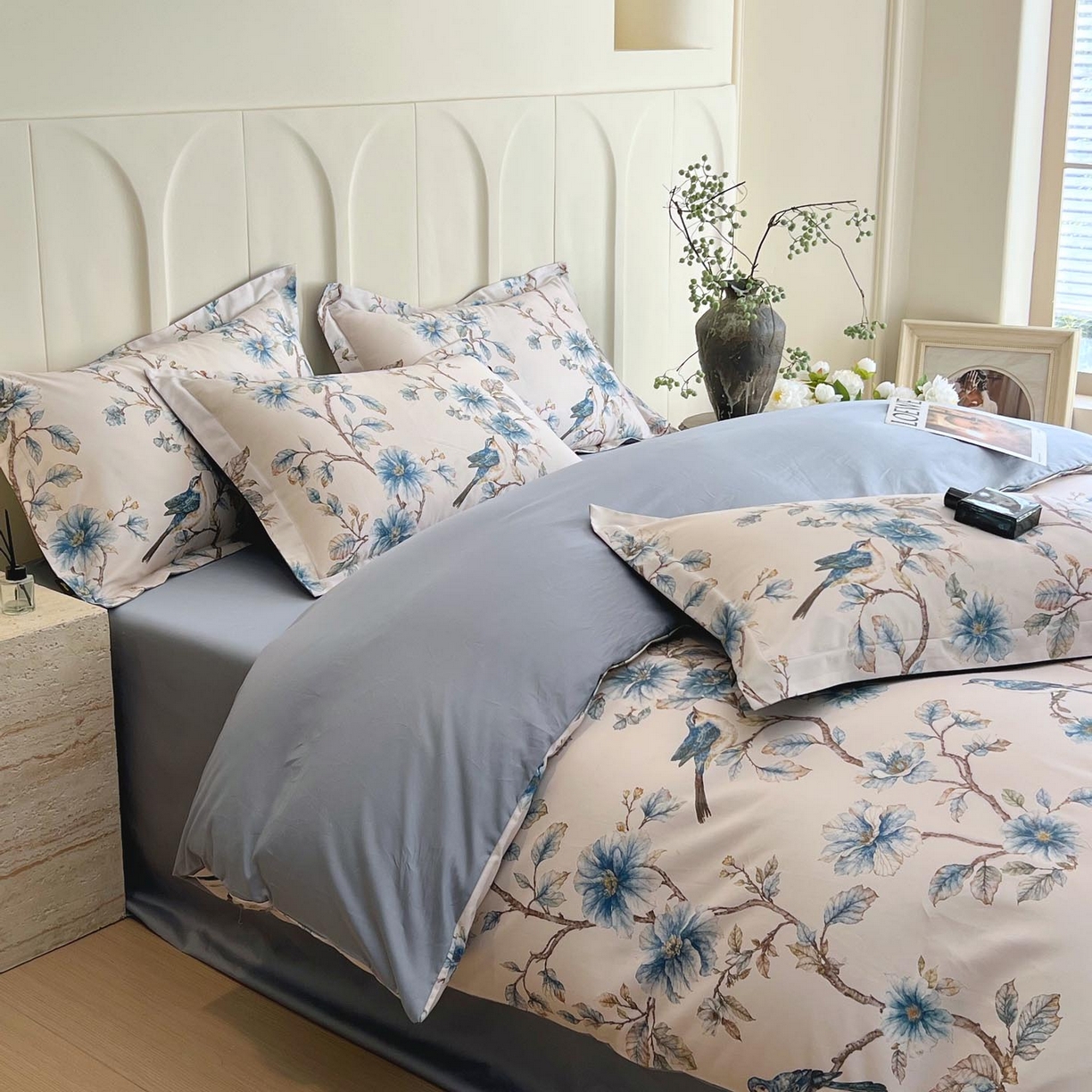 91家纺网 家纺一手货源 找家纺 帅露家纺 2026新款全棉60支长绒棉数码印花四件套 仲夏之梦