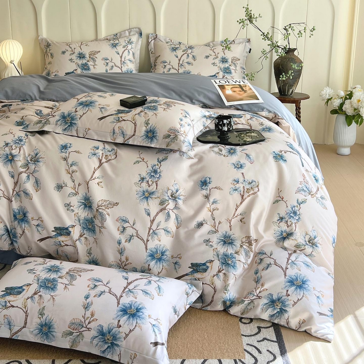 91家纺网 家纺一手货源 找家纺 帅露家纺 2026新款全棉60支长绒棉数码印花四件套 仲夏之梦