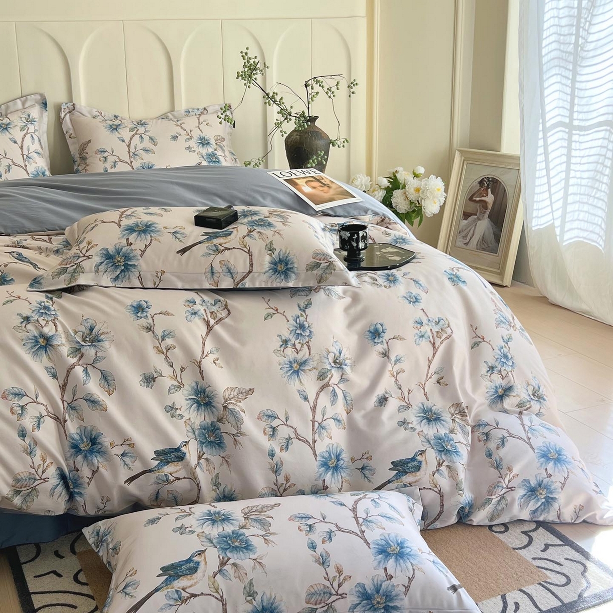 91家纺网 家纺一手货源 找家纺 帅露家纺 2026新款全棉60支长绒棉数码印花四件套 仲夏之梦