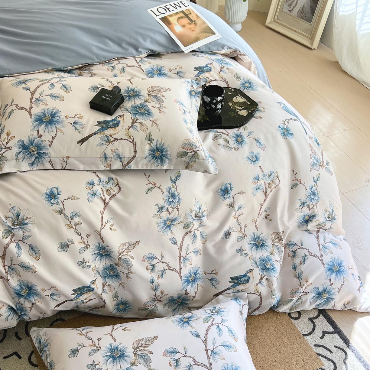 91家纺网 家纺一手货源 找家纺 帅露家纺 2026新款全棉60支长绒棉数码印花四件套 仲夏之梦