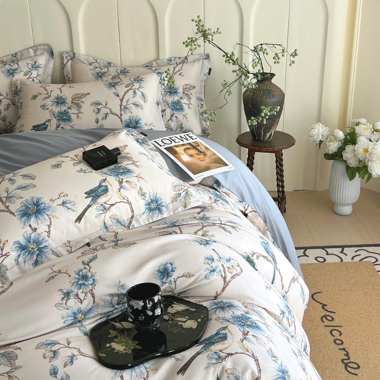 91家纺网 家纺一手货源 找家纺 帅露家纺 2026新款全棉60支长绒棉数码印花四件套 仲夏之梦