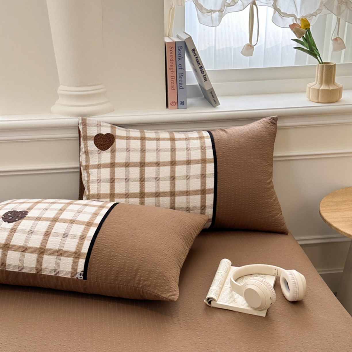 91家纺网 家纺一手货源 找家纺 诺梵家纺 2026春夏新品高克重拼接泡芙纱泡泡皱皱纱四件套 豹心日记