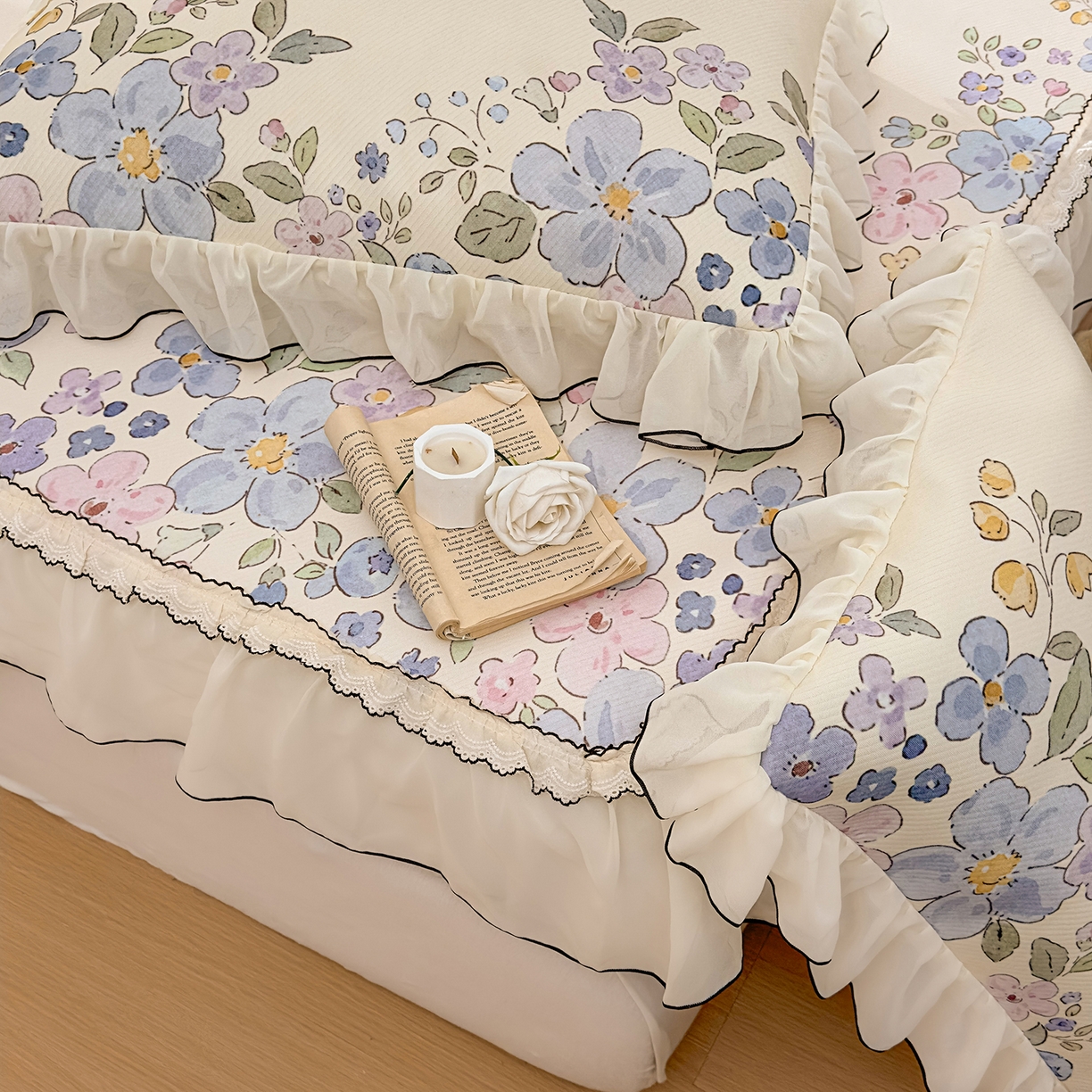 91家纺网 家纺一手货源 找家纺 （总）川悦生活 2026新款凉豆豆凉感冰丝床裙三件套