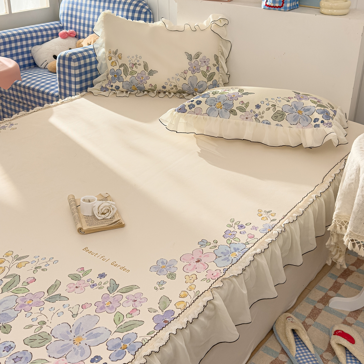 91家纺网 家纺一手货源 找家纺 （总）川悦生活 2026新款凉豆豆凉感冰丝床裙三件套