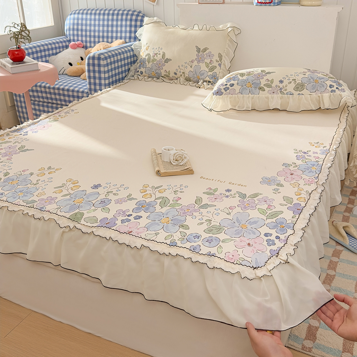 91家纺网 家纺一手货源 找家纺 （总）川悦生活 2026新款凉豆豆凉感冰丝床裙三件套