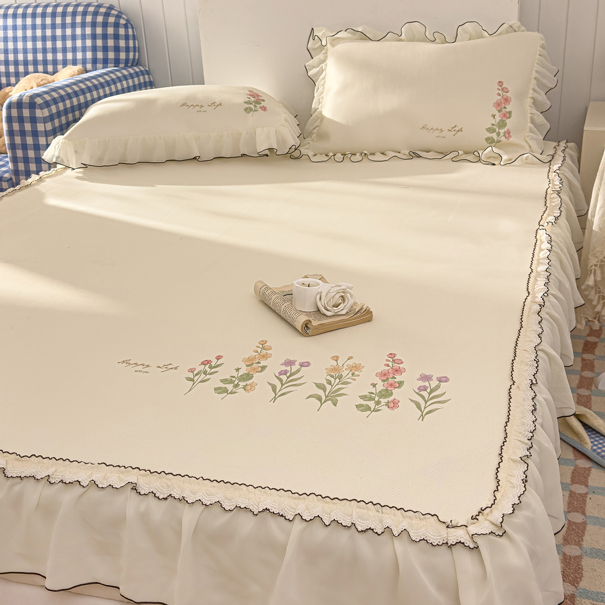 91家纺网 家纺一手货源 找家纺 （总）川悦生活 2026新款凉豆豆凉感冰丝床裙三件套