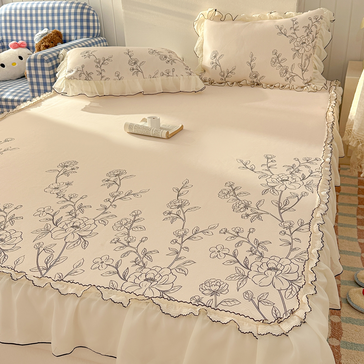 91家纺网 家纺一手货源 找家纺 （总）川悦生活 2026新款凉豆豆凉感冰丝床裙三件套