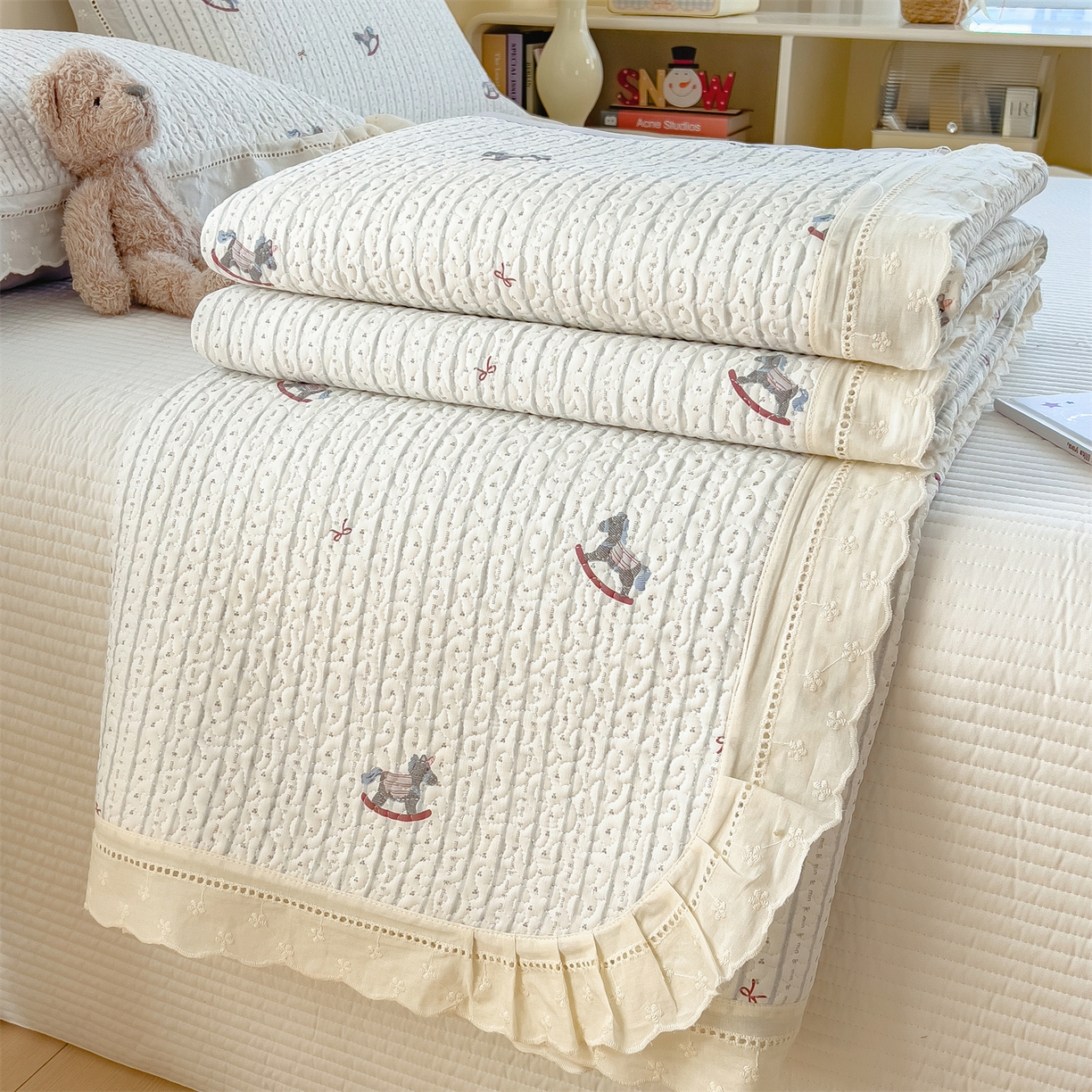 91家纺网 家纺一手货源 找家纺 （总）慕木家纺 2026新款A类印花慕丝棉花边款床盖夏被系列(抽空压缩可供跨境)提供买家秀