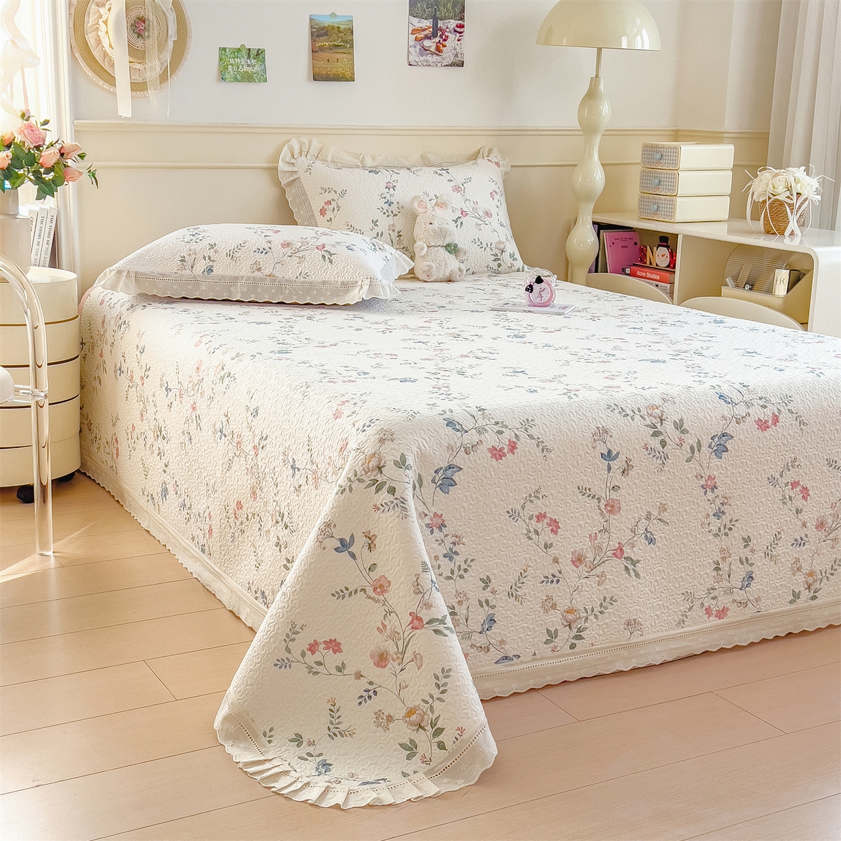 91家纺网 家纺一手货源 找家纺 慕木家纺 2026新款A类印花慕丝棉花边款床盖夏被系列(抽空压缩可供跨境)提供买家秀 洛可可+粉