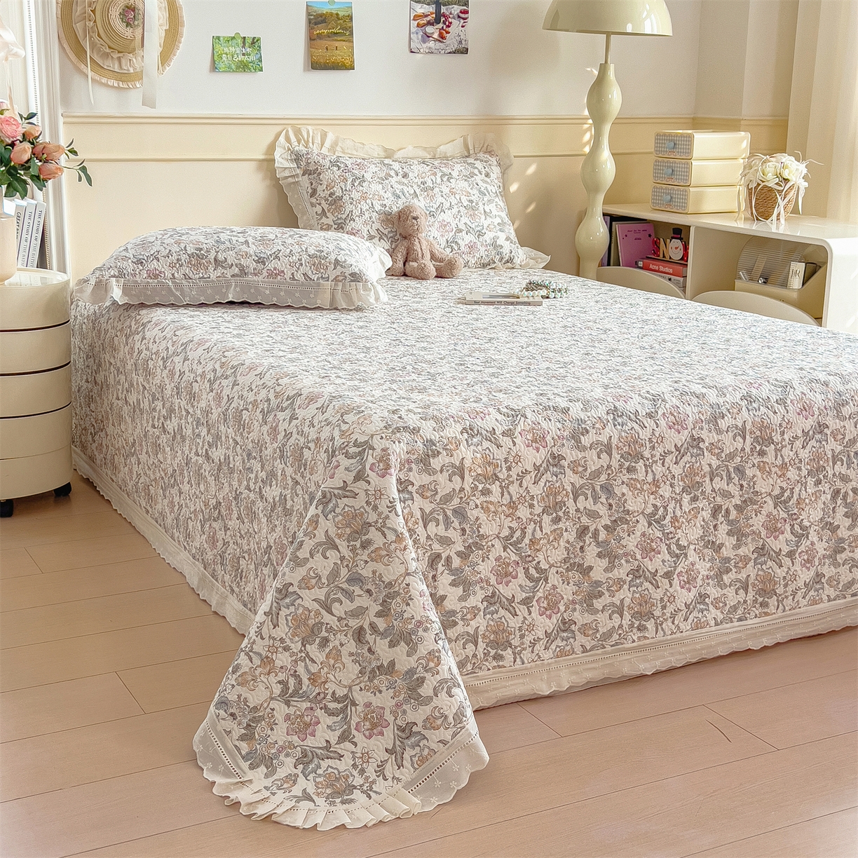 91家纺网 家纺一手货源 找家纺 慕木家纺 2026新款A类印花慕丝棉花边款床盖夏被系列(抽空压缩可供跨境)提供买家秀 锦芙+驼